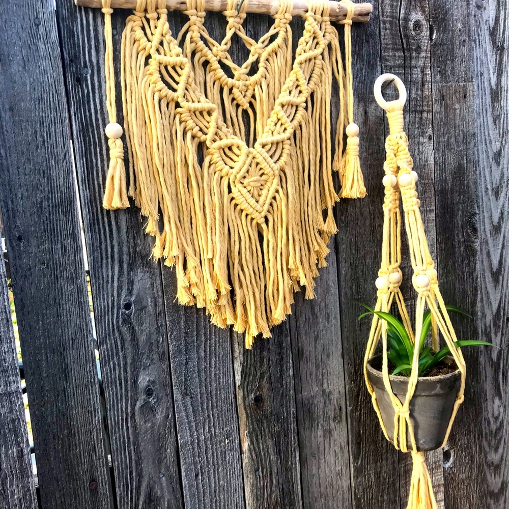macrame Wall Hanging & Matching Plant Hanger